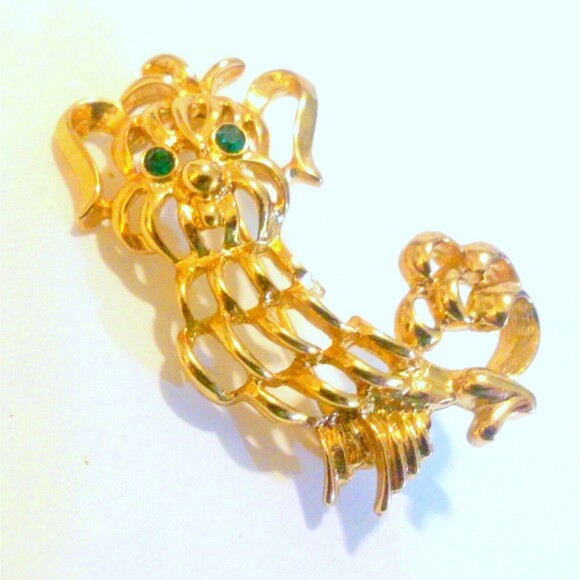 Vintage Avon Gold Tone Dog Brooch Pin - Picture 2 of 3